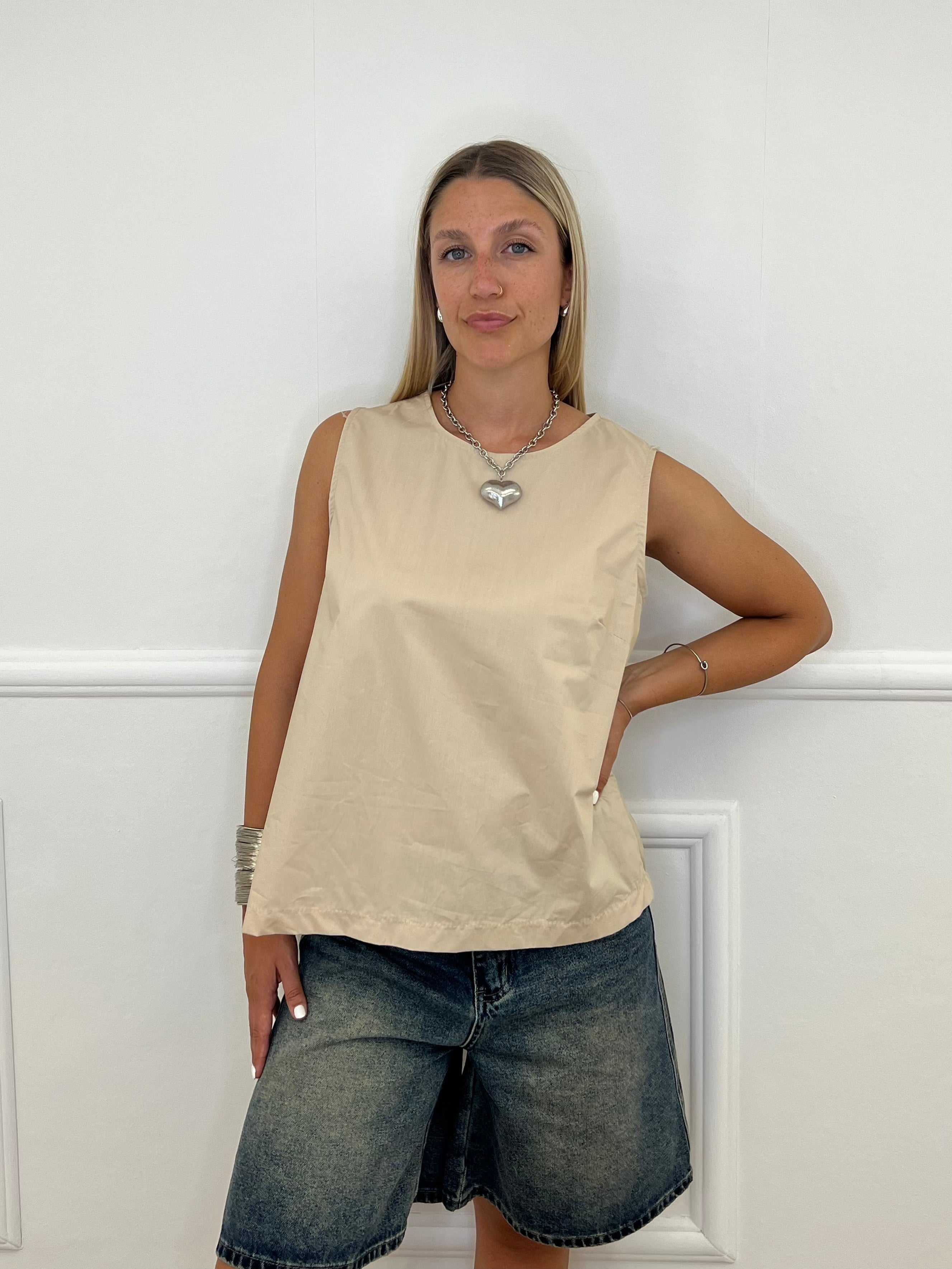 Blusa Popeline Bottoncini 2692 Ecru