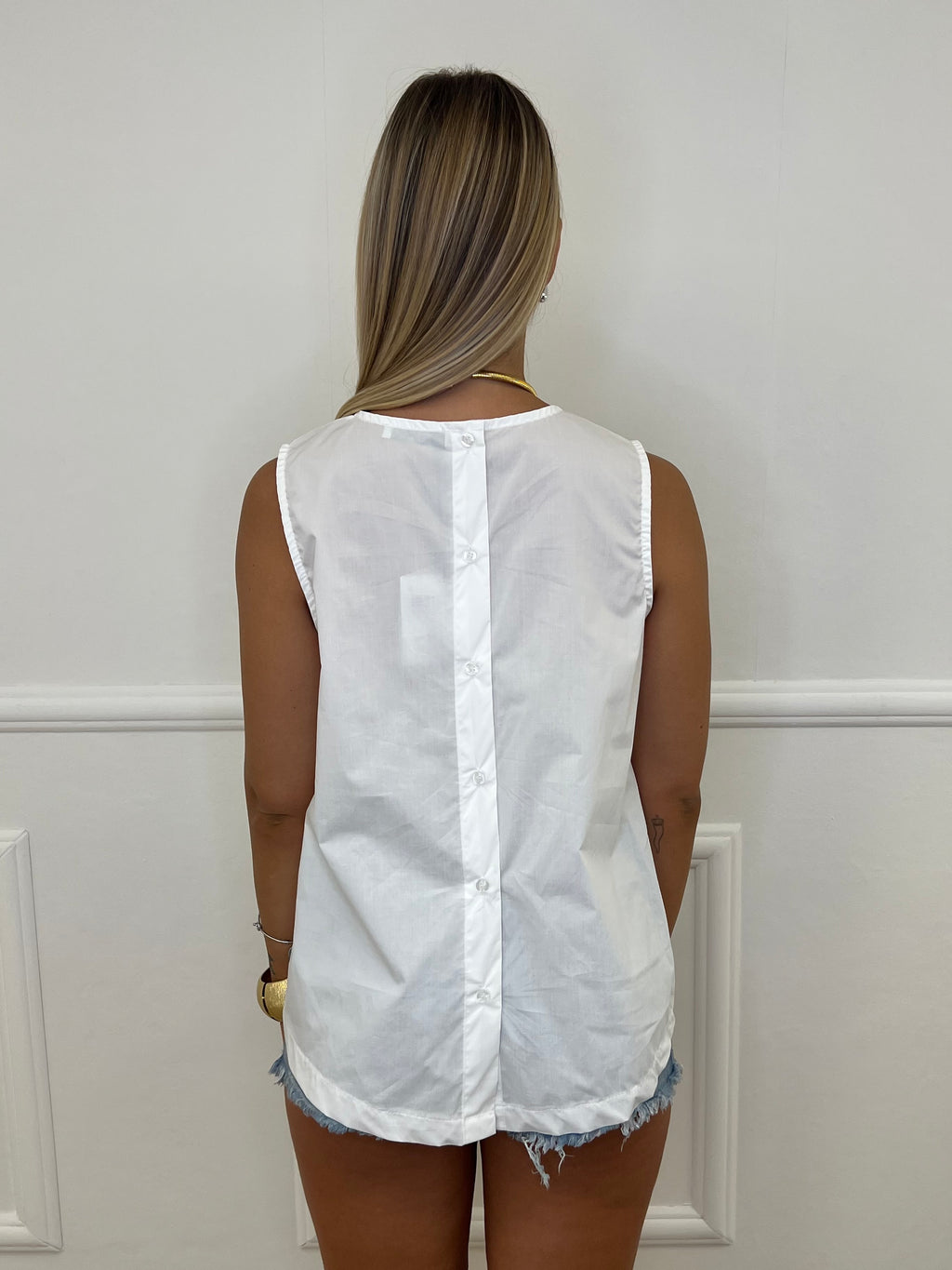 Blusa Popeline Bottoncini 2692 Bianco