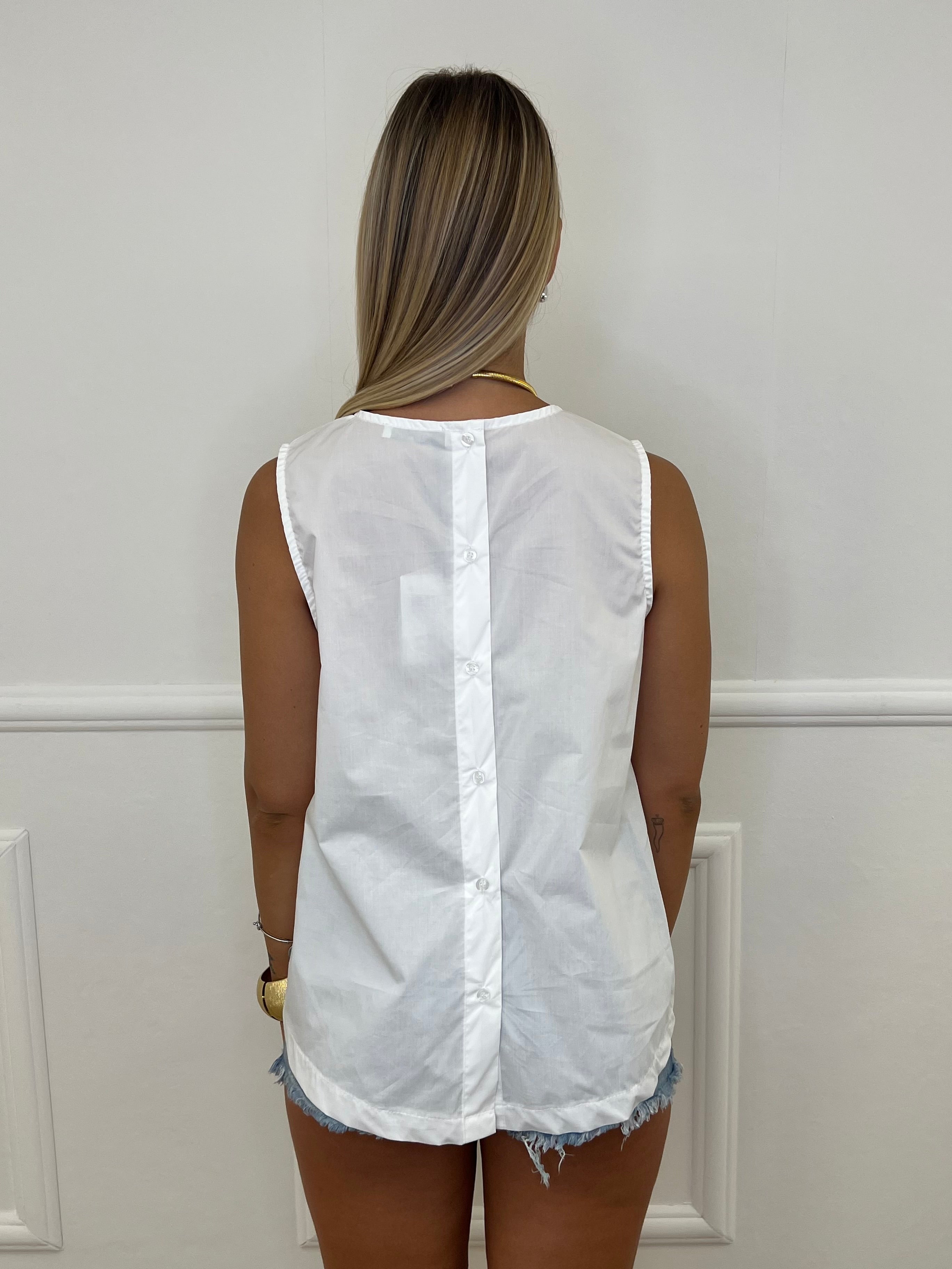 Blusa Popeline Bottoncini 2692 Bianco