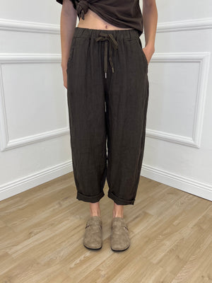 Pantalone Baggy Lino Coulisse 825772 Moro