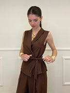 Completo Gilet Fiocco Crêpe 2852 Marrone