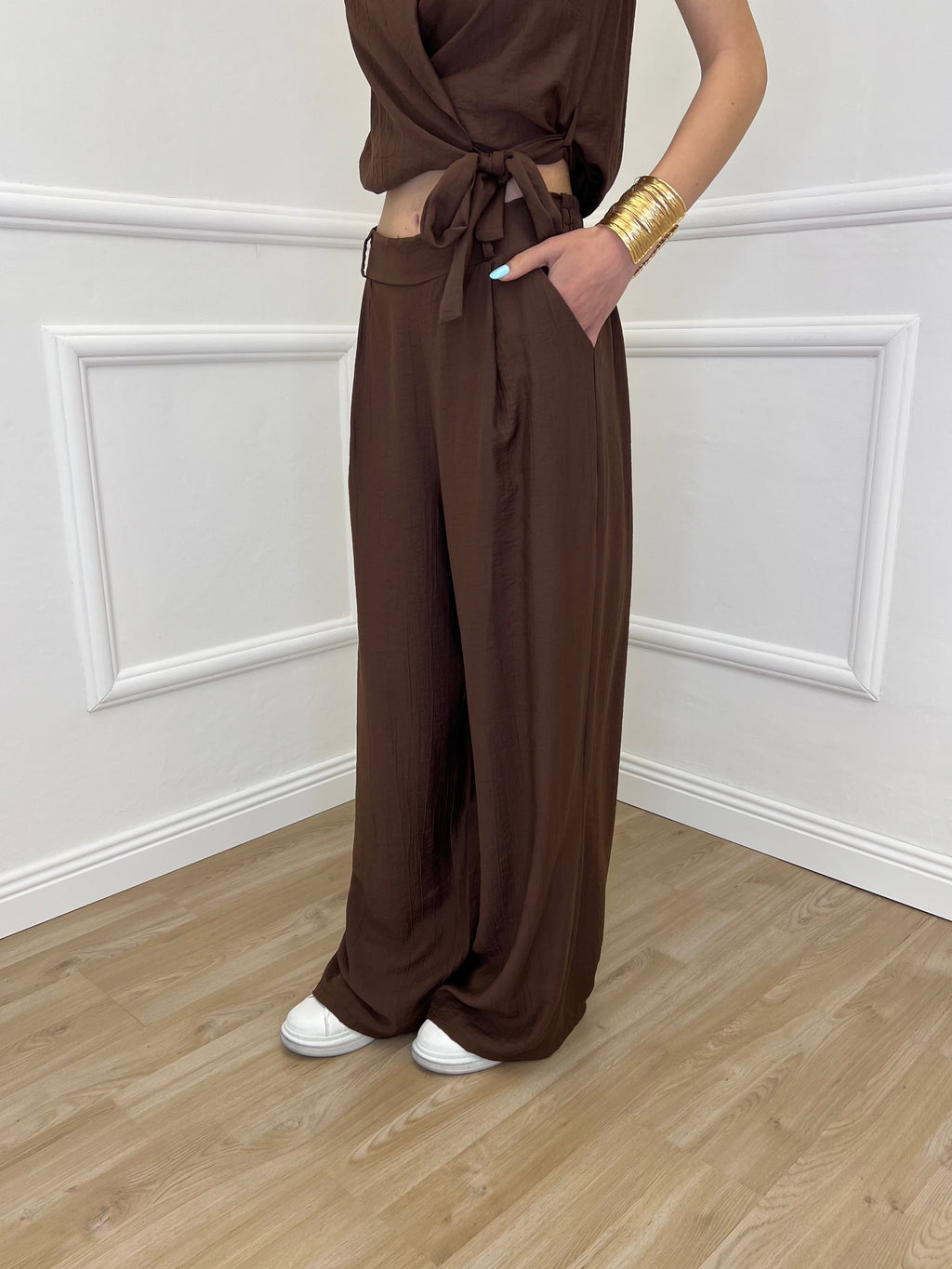 Completo Gilet Fiocco Crêpe 2852 Marrone