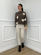 Maglia Shetland Cuori 2405 Moro