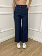 Pantalone Chambray Sfrangiato 5657 Blu