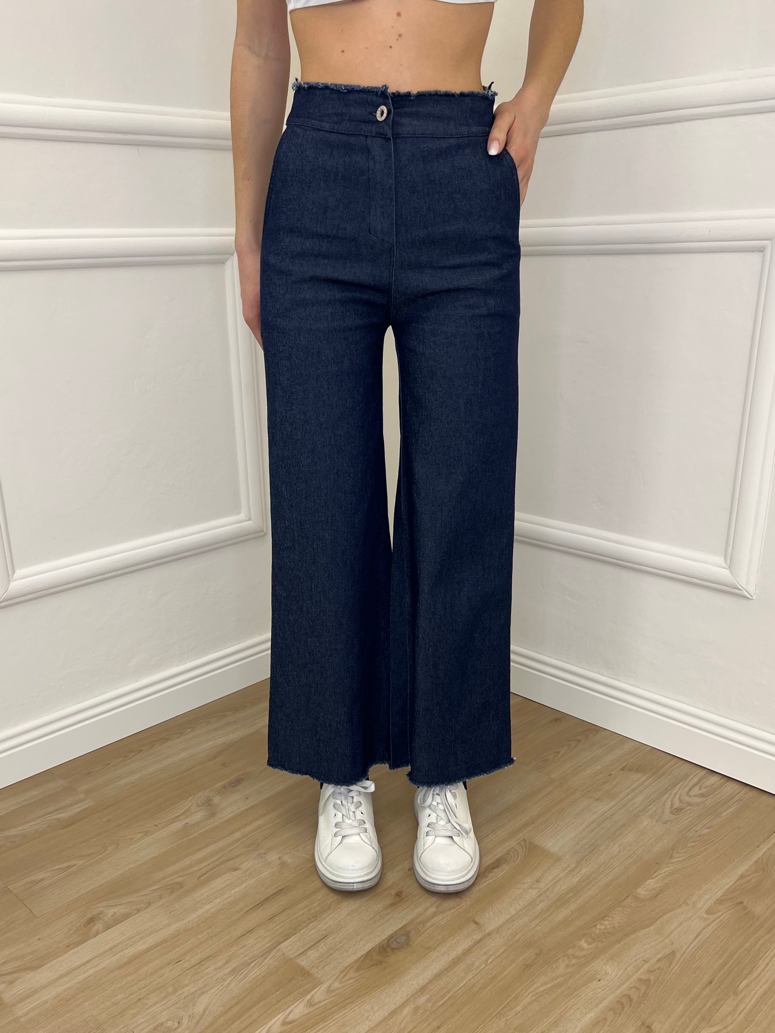 Pantalone Chambray Sfrangiato 5657 Blu