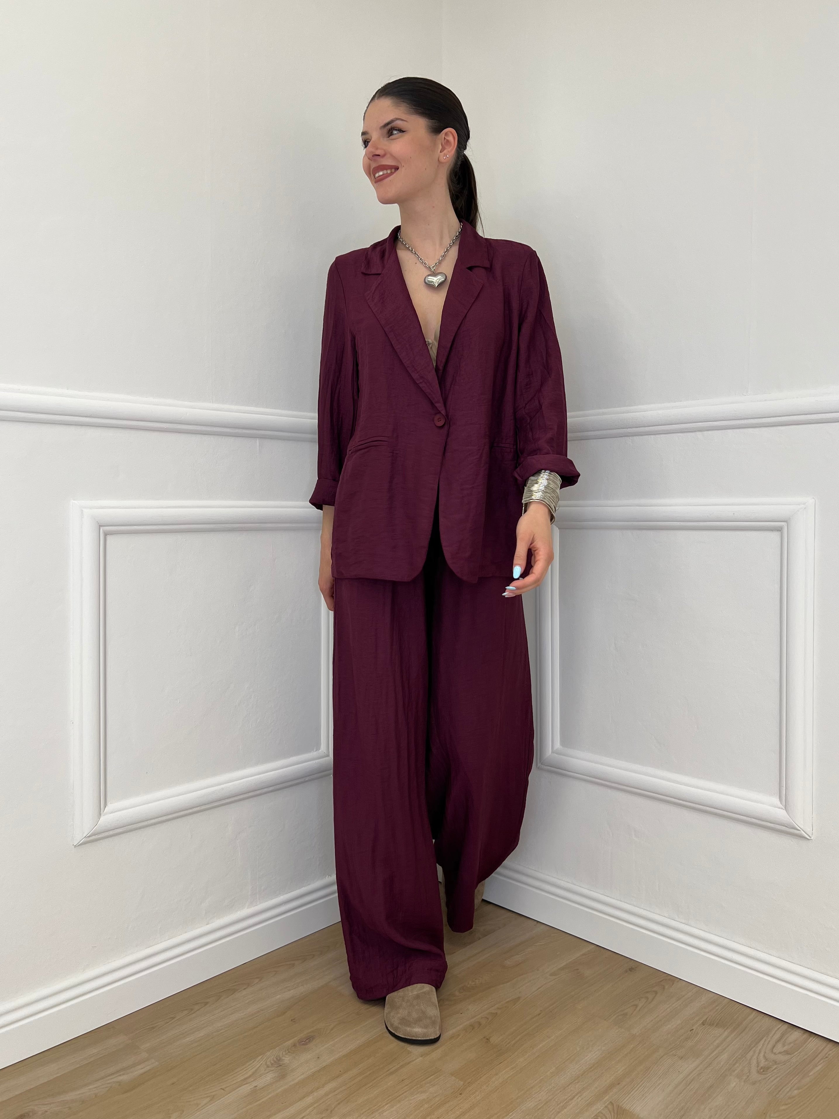 Tailleur In Lino e Tencel 26301 Burgundy