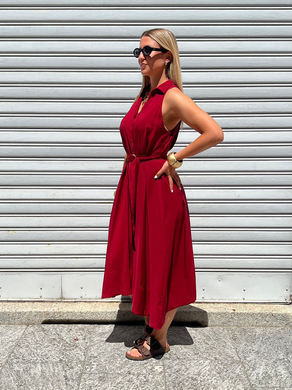 Abito Chemisier In Cupro 36826 Rosso