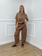 Pantalone Balloon Lino 6135 Coccio
