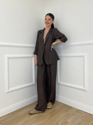 Tailleur In Lino e Tencel 26301 Moro