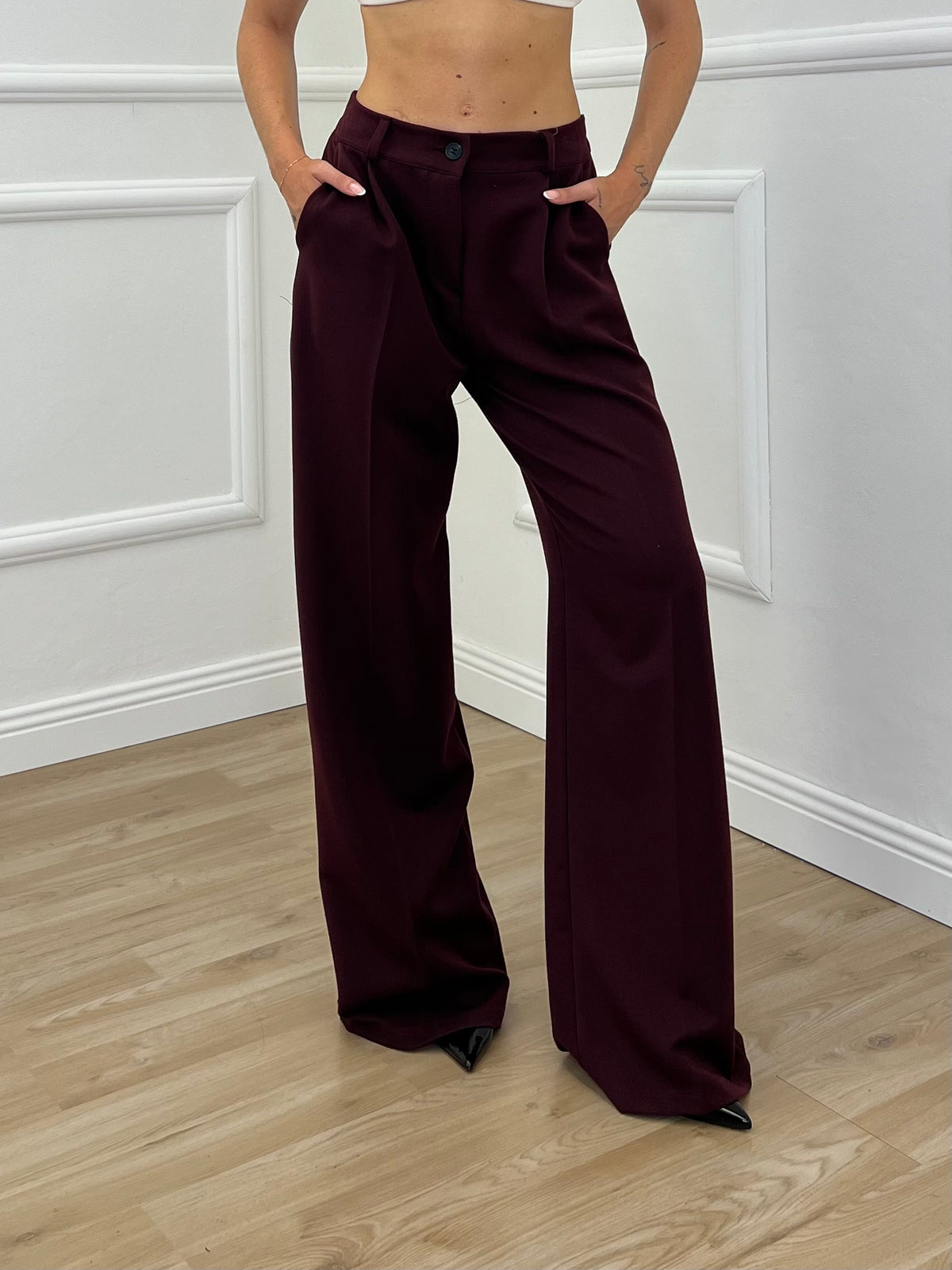 Pantalone Palazzo Gabardine 3715 Burgundy