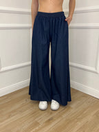 Pantalone Palazzo Chambray 25320 Blu