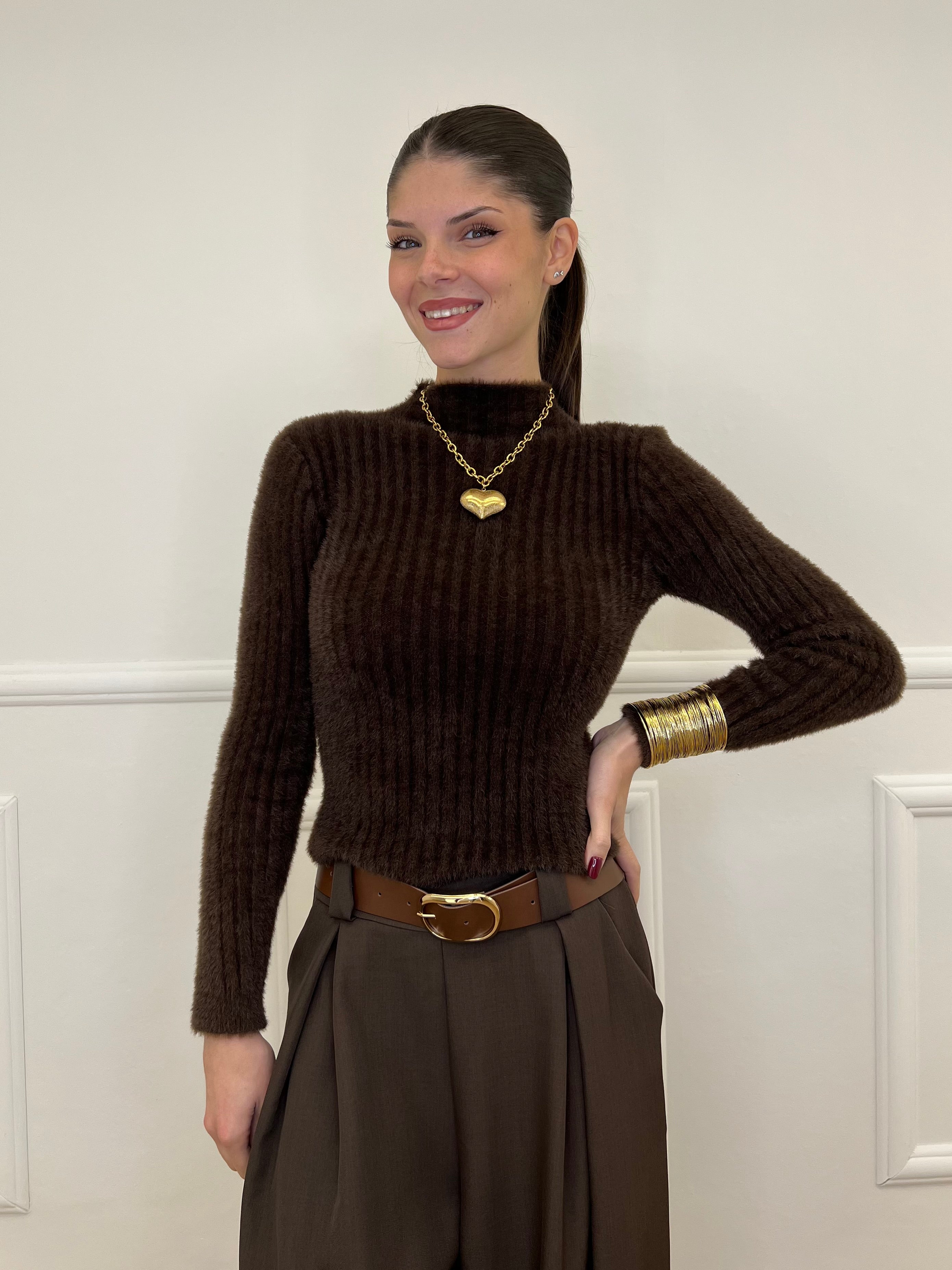 Maglia Fluffy Lupetto 8881 Moro