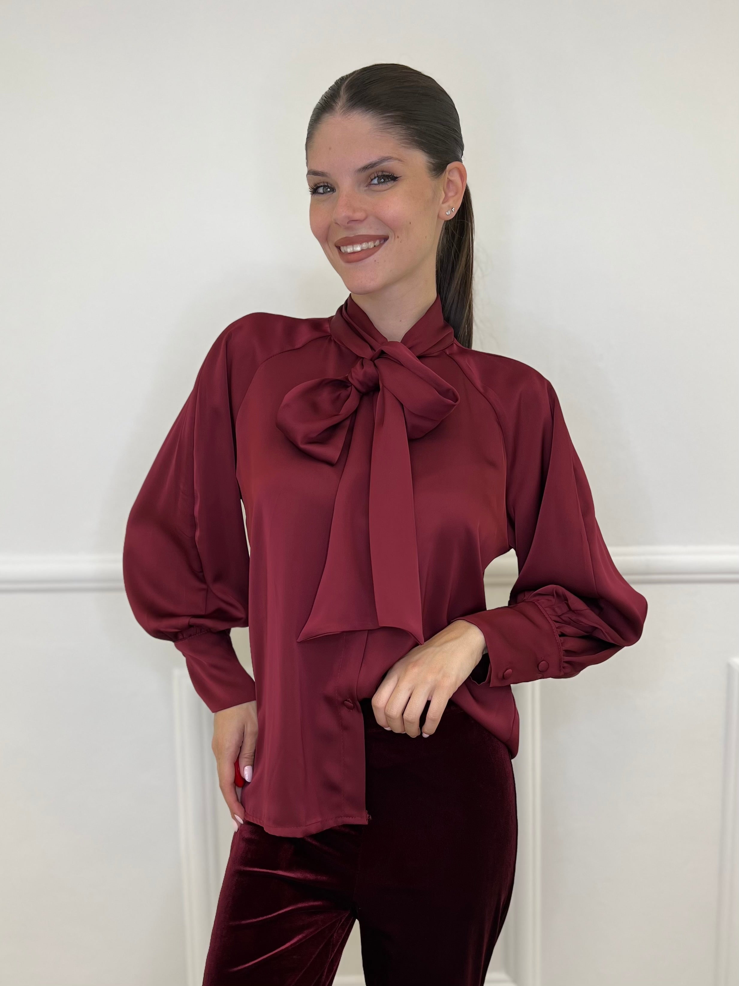 Camicia Satin Fiocco 4218 Bordeaux - Bazar Abbigliamento