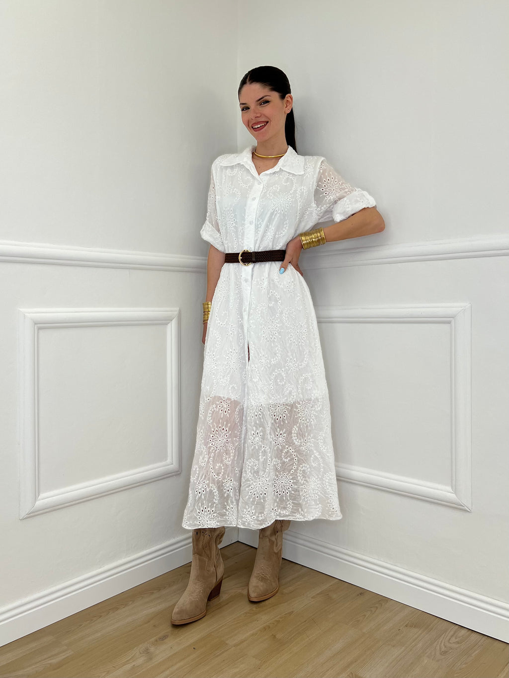 Abito Chemisier Sangallo Tencel 4019 Bianco