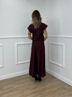 Gonna Longuette Satin 2236 Burgundy