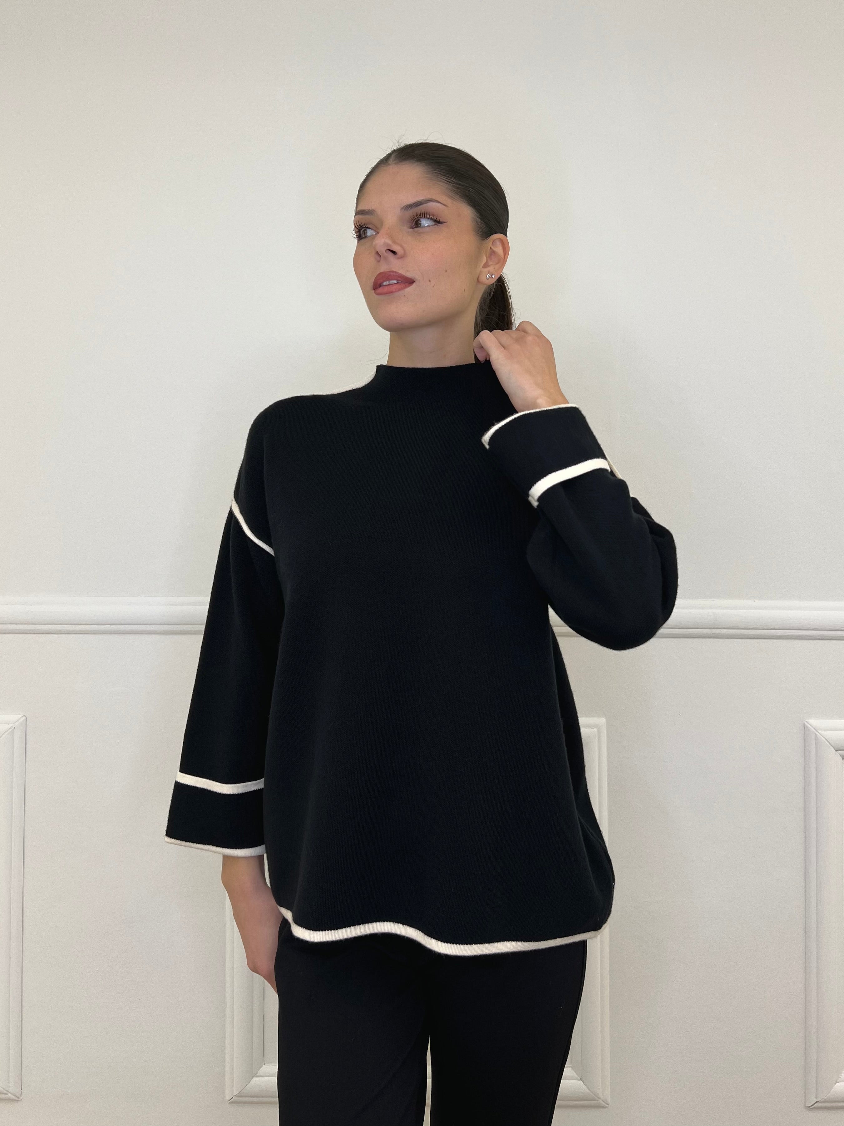 Maglia Profili Contrasto 5337 Nero