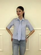 Camicia Righe Con Cravatta 12272 Azzurro