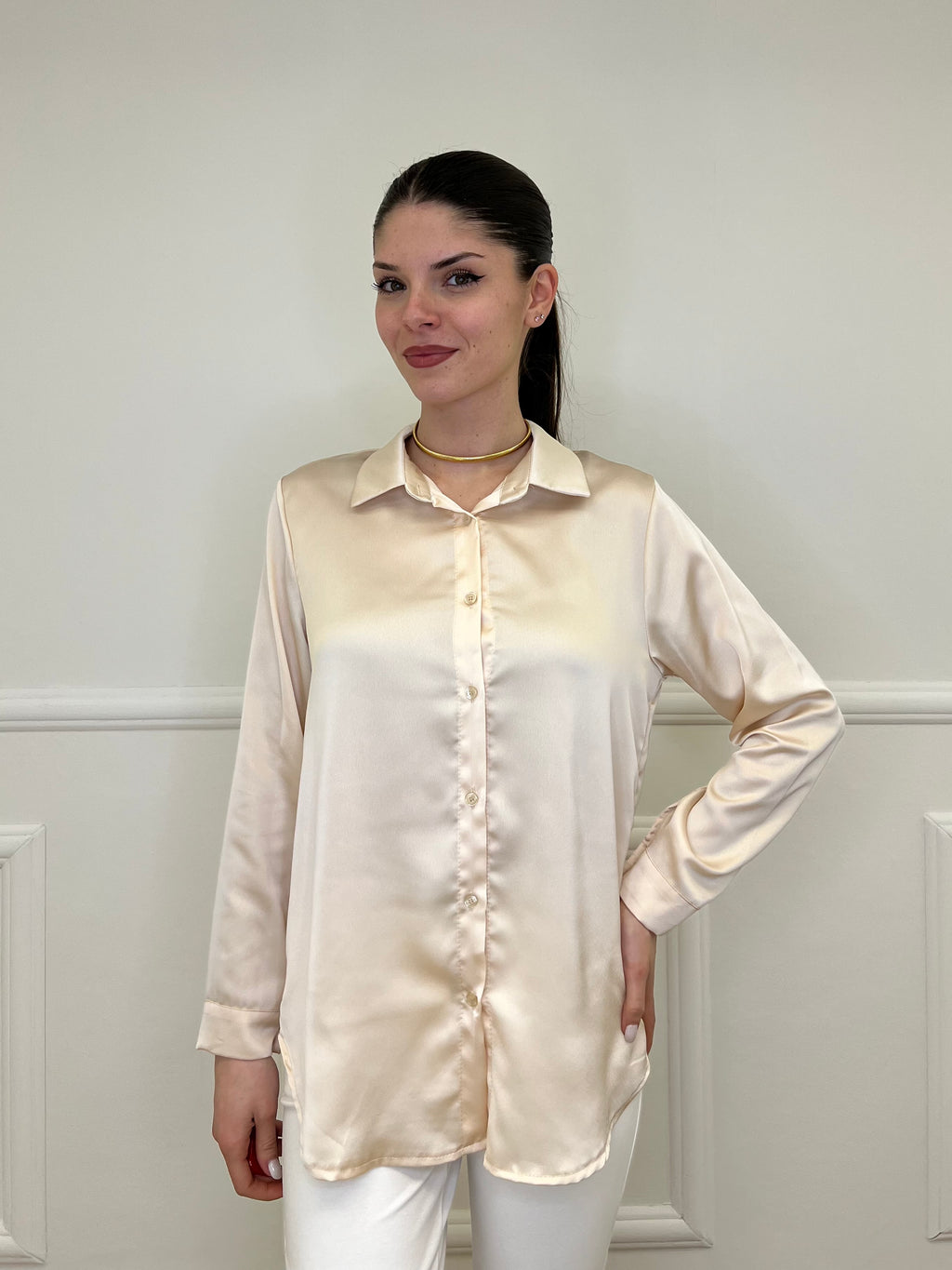 Camicia Satin 261081 Beige