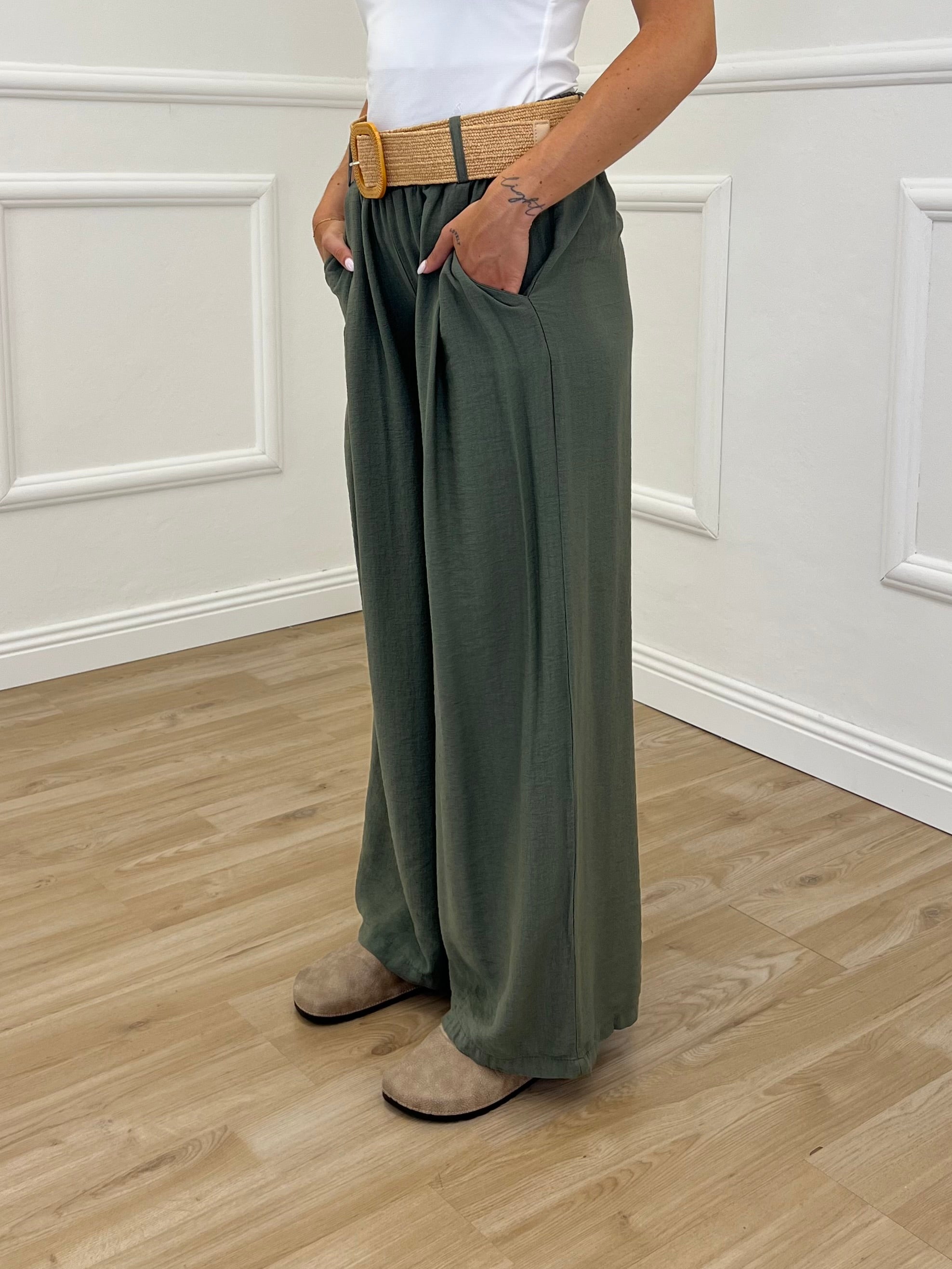 Pantalone Viscosa Strop 33660 Verde Militare