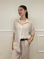 Camicia Maniche 3/4 in Lino 89517 Beige