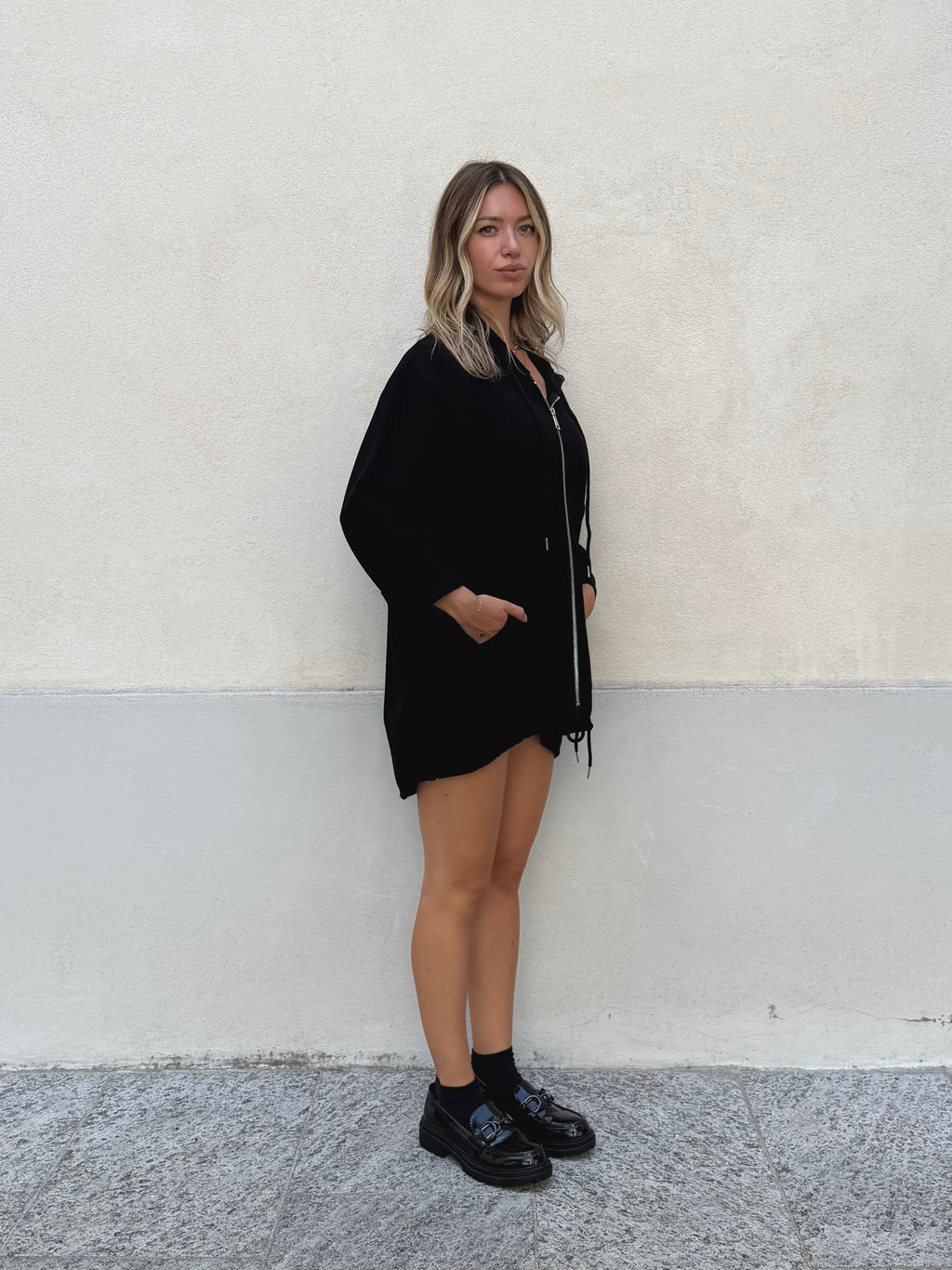 Maxi Felpa con Cappuccio 41857 Nero