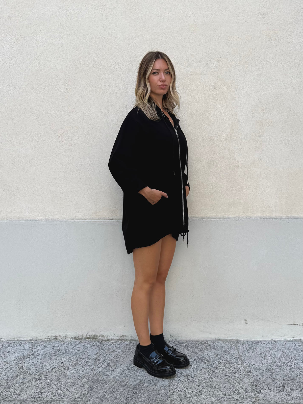 Maxi Felpa con Cappuccio 41857 Nero