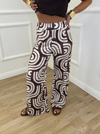 Pantalone Jersey Geometrico 9078 Marrone
