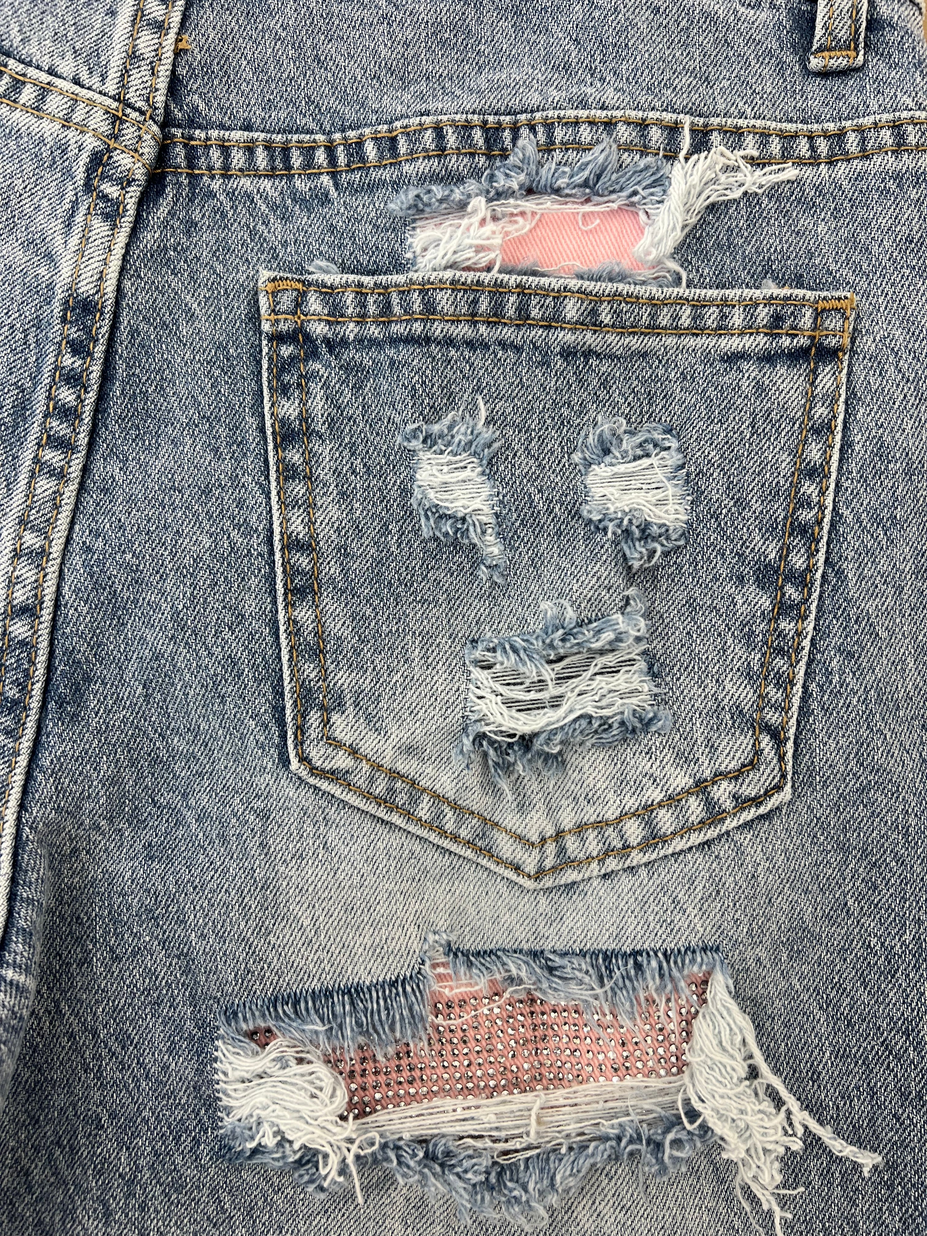 Jeans Con Tasca Strass 1960 Rosa