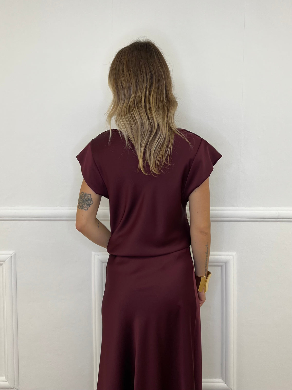 Blusa Satin Scollo Morbido 2548 Burgundy