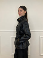 Giacca Over Eco Pelle Cintura 30197 Nero