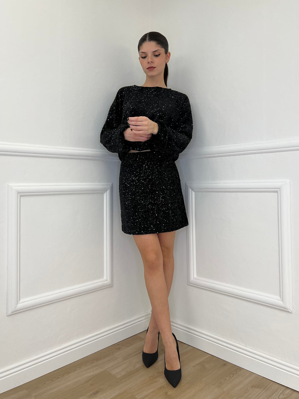 Gonna Paillettes 6081 Nero