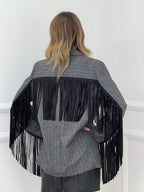 Blazer a Righe con Frange 4705 Grigio