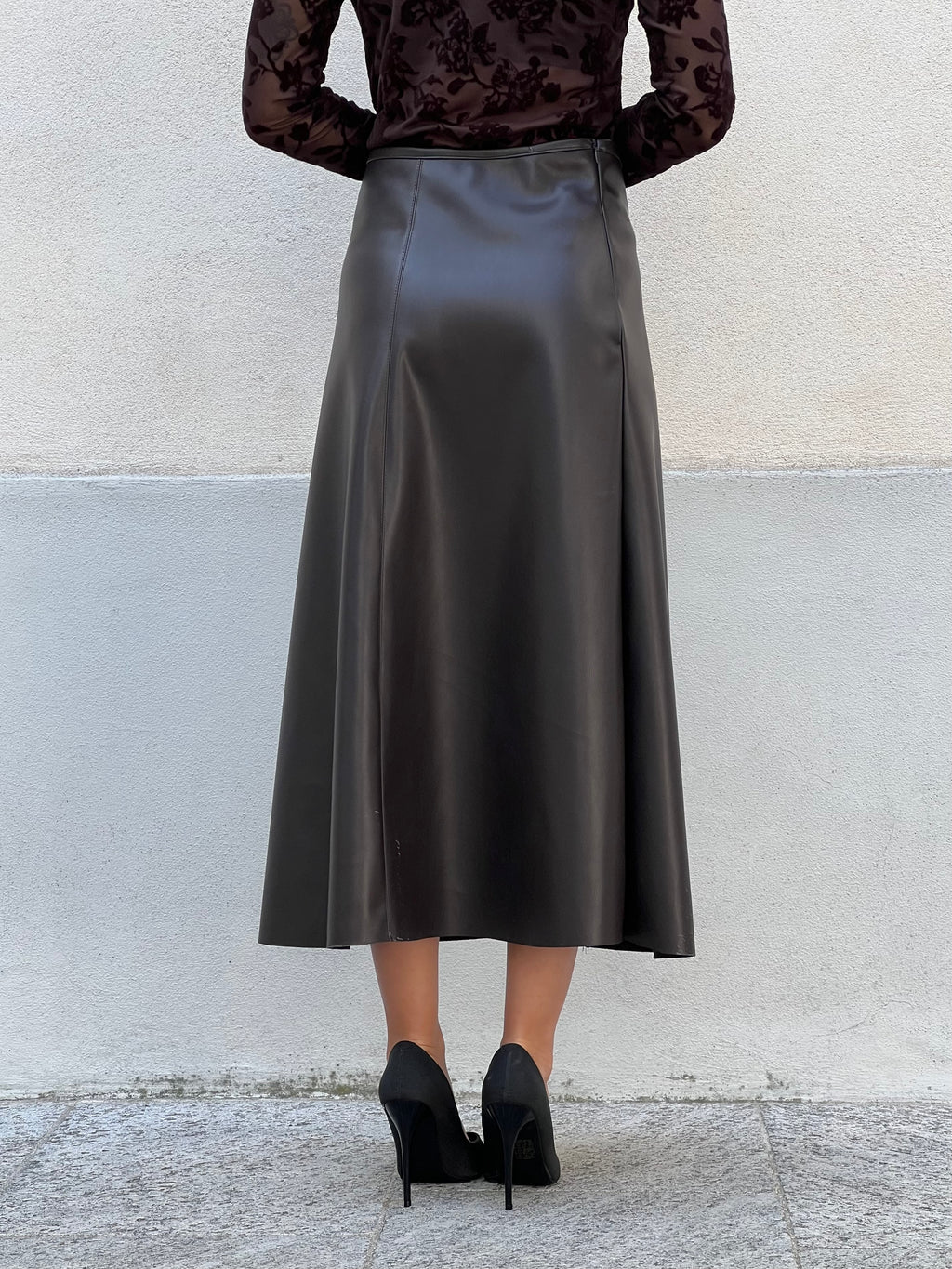 Gonna Midi Ecopelle 8066 Marrone