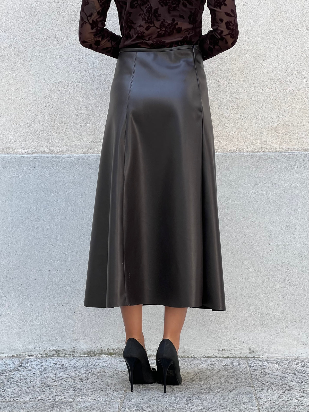 Gonna Midi Ecopelle 8066 Marrone
