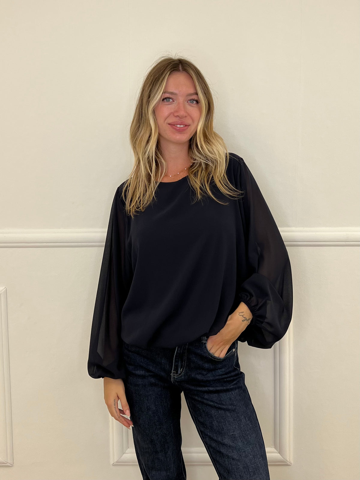 Blusa Georgette Palloncino 22017 Blu