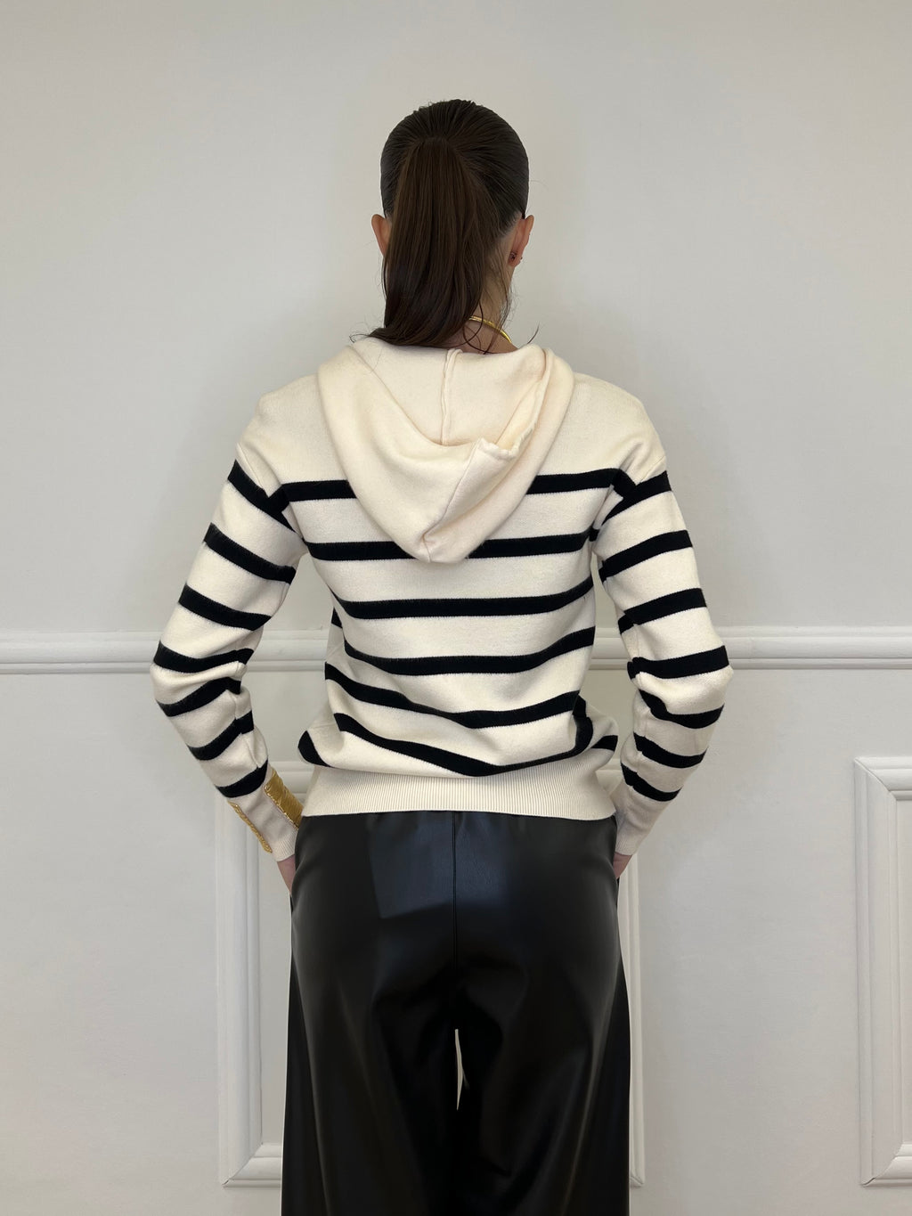 Felpa in Maglia Righe 8130 Panna