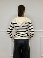 Felpa in Maglia Righe 8130 Panna