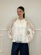Blusa Ricami Farfalle 0281 Panna