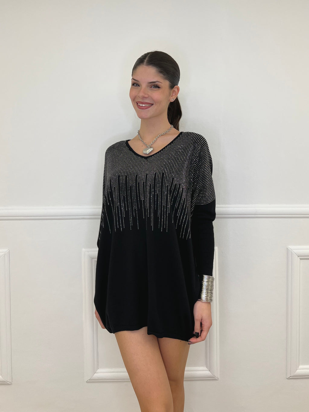 Maxi Maglia Strass 5292 Nero