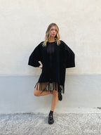 Cardigan Aperto con Frange 5256 Nero