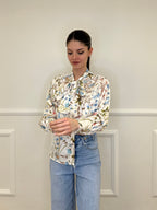 Camicia Floreale Con Fiocco 2598 Azzurro