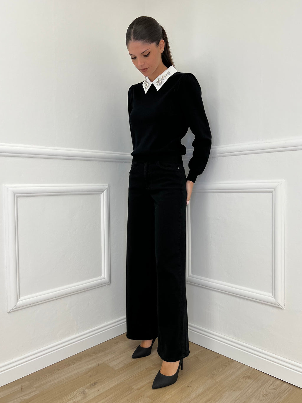 Jeans Palazzo T1001-1 Nero