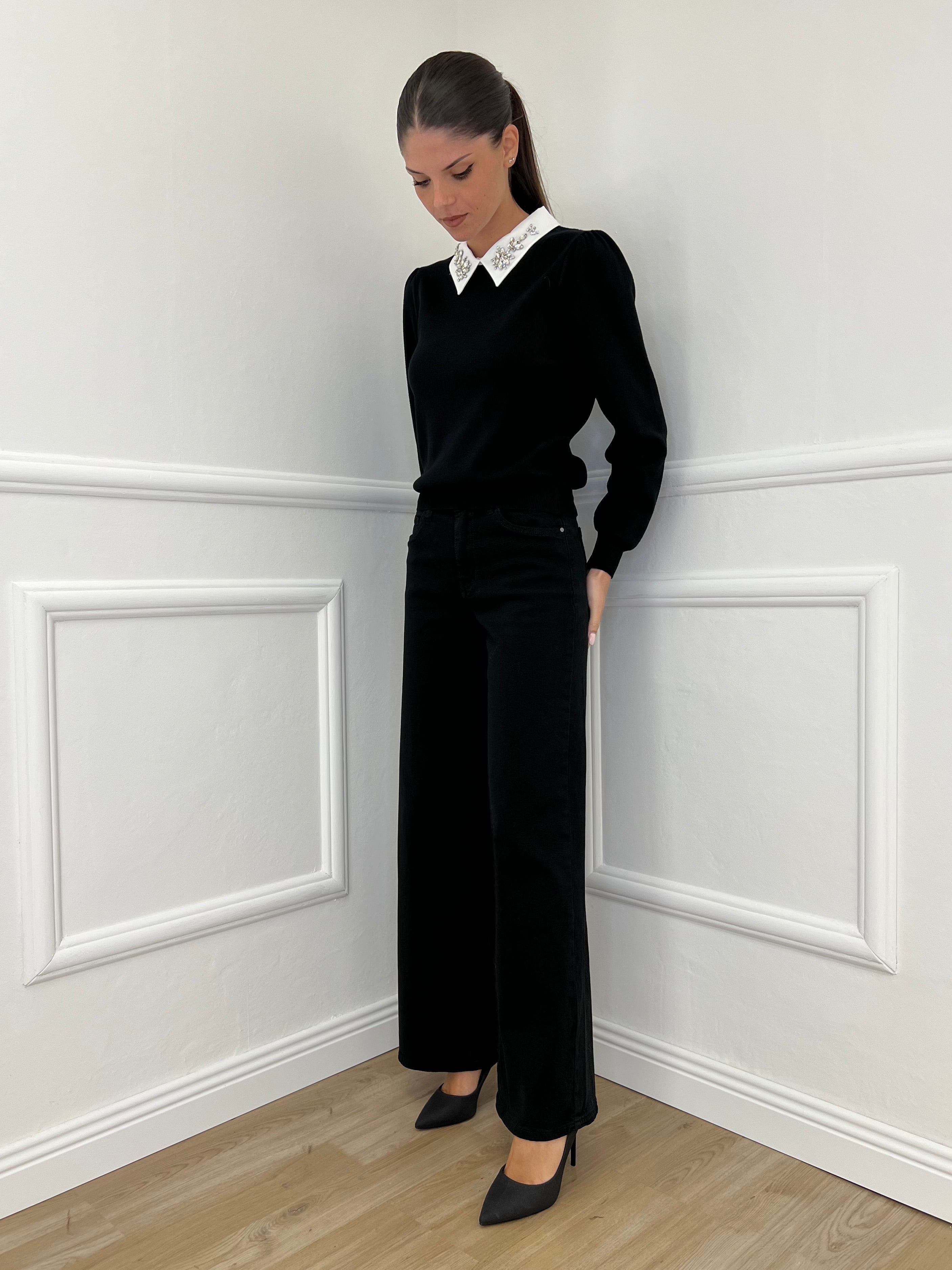 Jeans Palazzo T1001-1 Nero