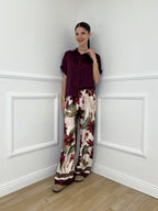 Completo Satin Pantalone Fantasia 17397 Burgundy
