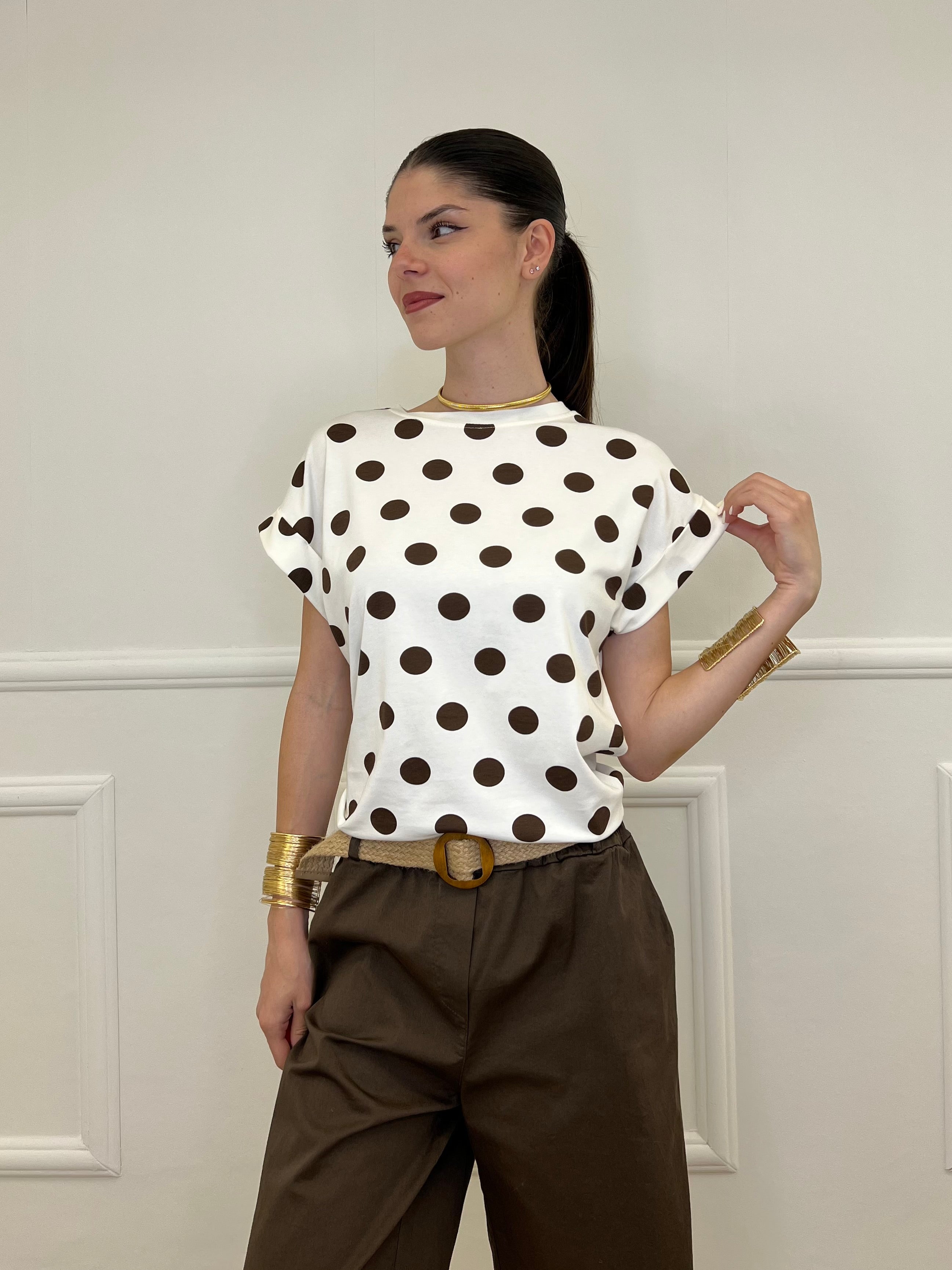 Maglia Over Pois A4305 Marrone