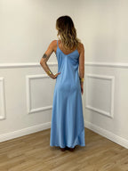 Vestito Satinato 1072 Azzurro