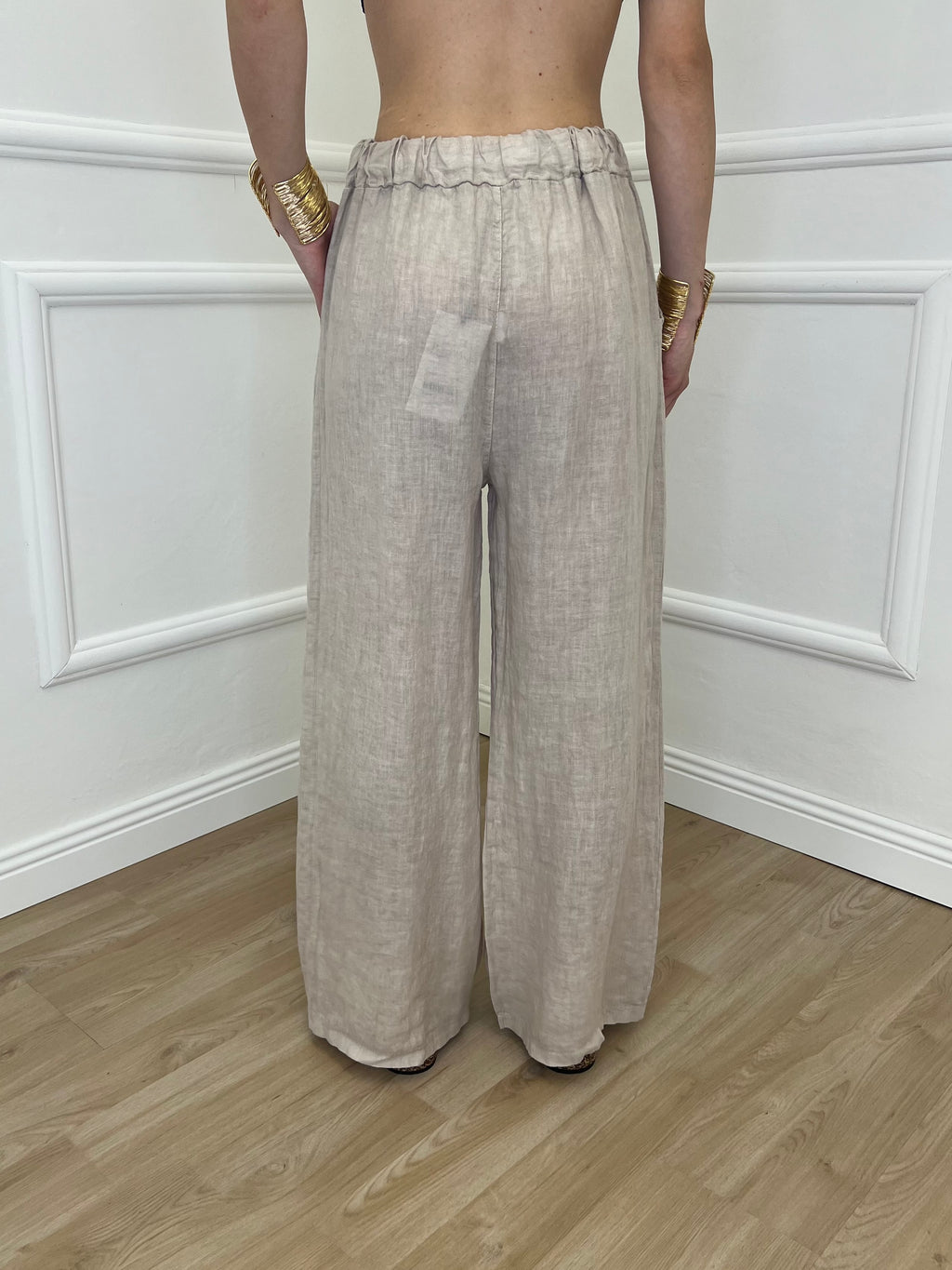 Pantalone Lino Coulisse 23216 Beige