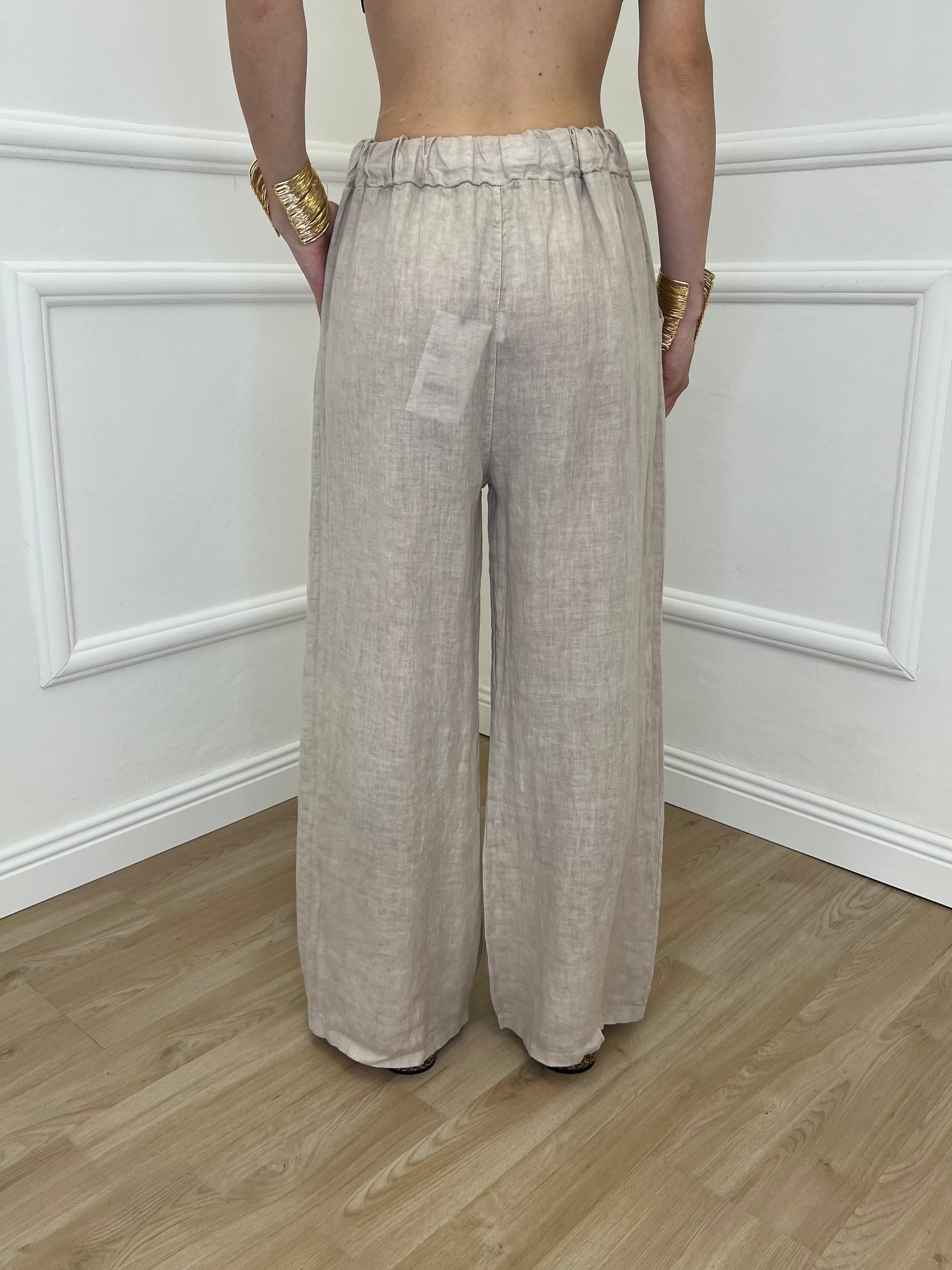 Pantalone Lino Coulisse 23216 Beige