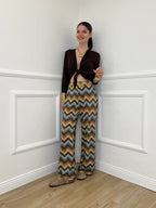 Pantalone Lurex Chevron 1795 Cielo