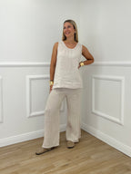 Canotta In Cotone e Lino 18653 Beige